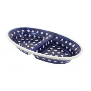 Blue Rose Polish Pottery 1280 Zaklady Divided Dish - 1 of 1