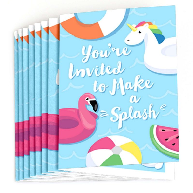 Big Dot of Happiness Make a Splash - Pool Party - Fill-in Summer Swimming Party or Birthday Party Invitations (8 Count), 2 of 8
