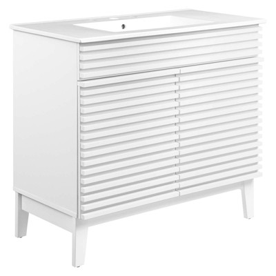 Freestanding Bath Vanity with White Ceramic Top Unassembled