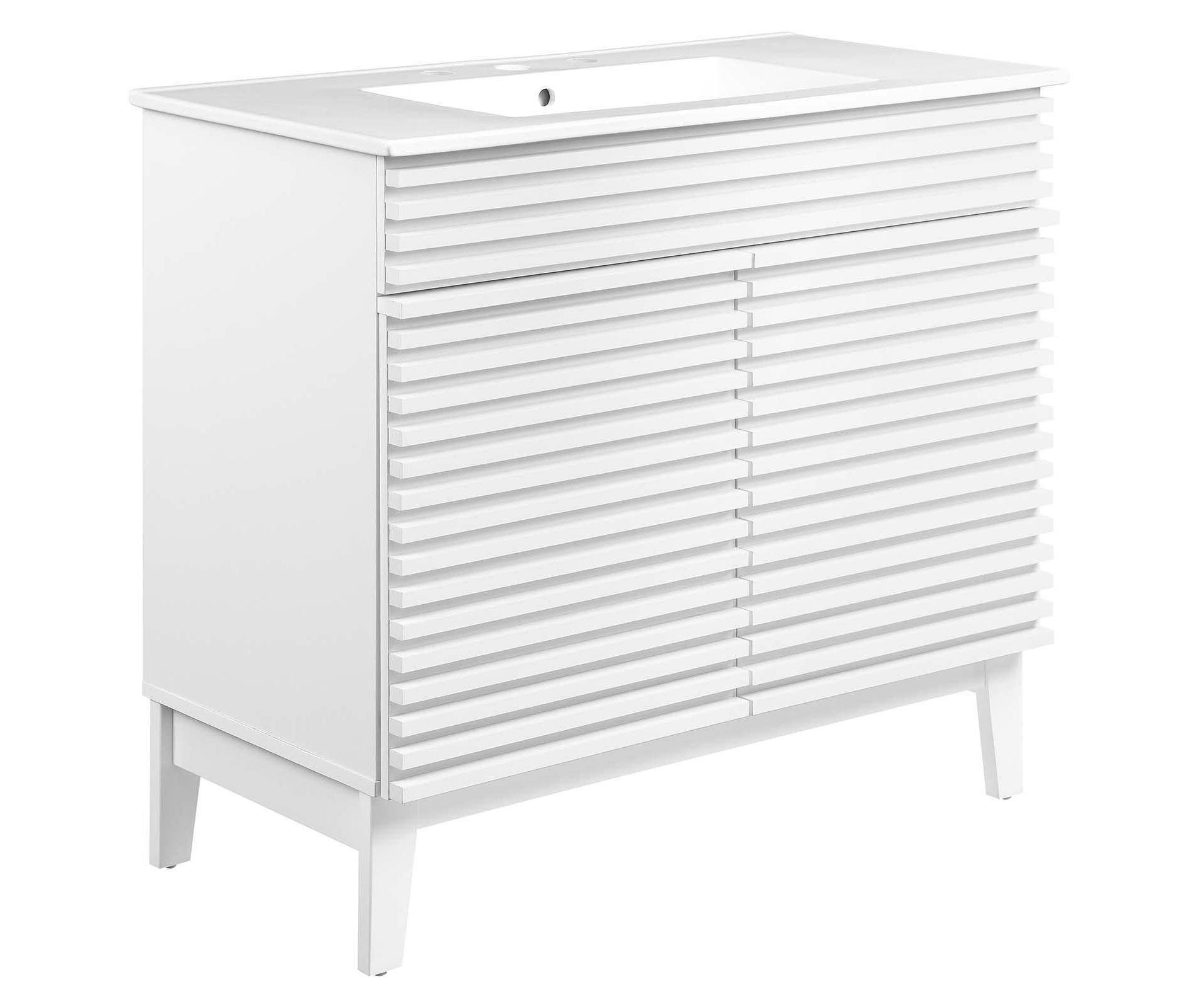 36 in. Freestanding White Bath Vanity with White Ceramic Top Unassembled