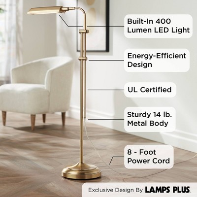 Adjustable Brass Pharmacy Floor Lamp with LED Light