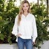 Anna-Kaci Women's Oversized Long Sleeve Pullover with Snap Button Collar and Raw Edge Hem - 3 of 4
