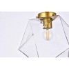 Elegant Lighting Lawrence 1 light brass and clear glass flush mount - 4 of 4