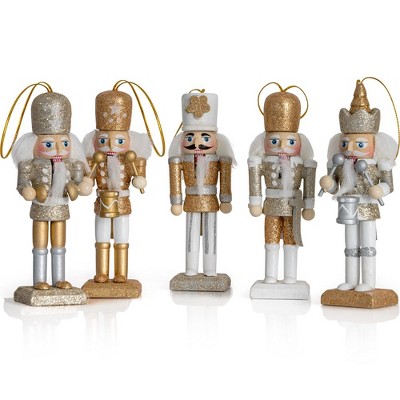 Ornativity Nutcracker Hanging Ornament Figurines - Gold And Silver - 5 ...