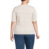 Lands' End Women's Supima Cotton Elbow Sleeve Boatneck Button Shoulder Tee - 2 of 4