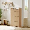 Shoe Storage Cabinet for with 2 Flip Drawers, 31.5" Fluted Narrow Shoe Cabinet with Adjustable Shelf, Freestanding Wooden Rack Organizer, Natural - 4 of 4
