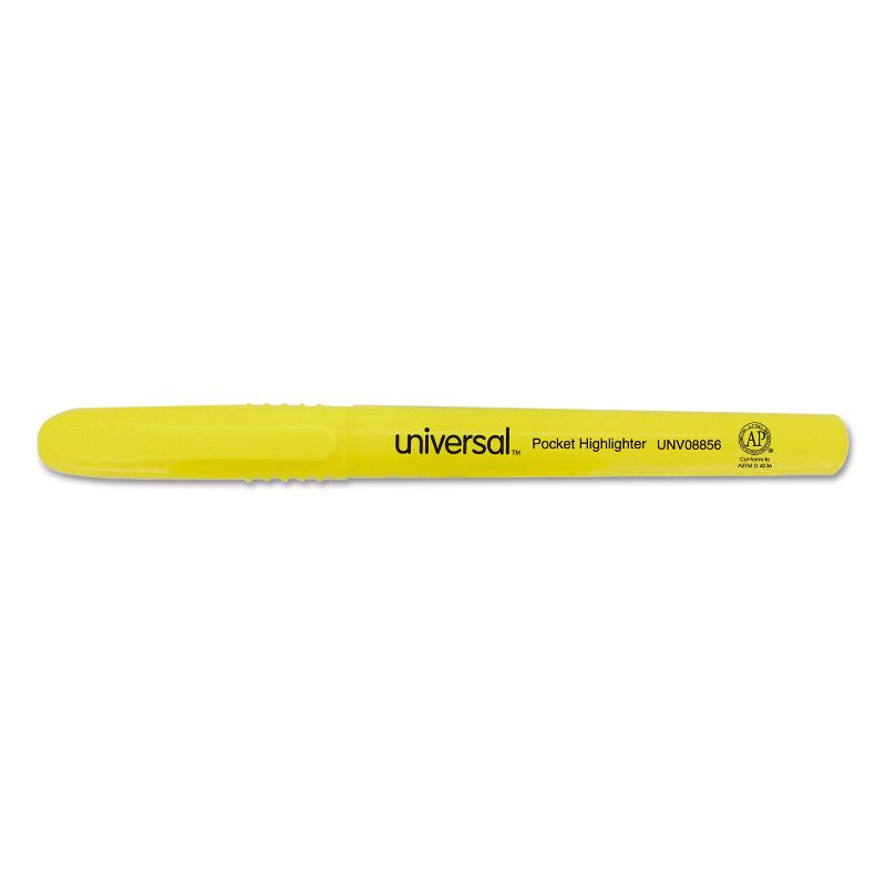 Universal Pocket Clip Highlighter Chisel Tip Fluorescent Yellow Ink 36/Pack 08856, 1 of 9