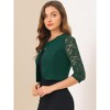 INSPIRE CHIC Women's Work Floral 3/4 Lace Trim Sleeves Open Front Bolero Shrug - 2 of 4