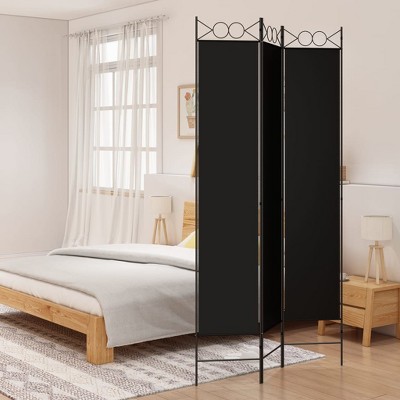 vidaXL 3-Panel Room Divider - Versatile and Foldable Fabric Partition, Black - Ideal for Creating Private Spaces or Blocking Sunlight, Easy Assembly