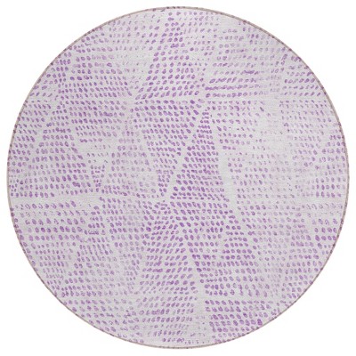 Purple And Ivory Geometric Washable Indoor Outdoor Area Rug