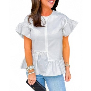 Women's Drop Shoulder Mixed Media Top - 2.7 AUGUST APPAREL - 1 of 4