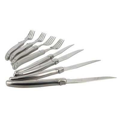 French Home Laguiole Stainless Steel Steak Knife and Fork Set, 8 Piece Set