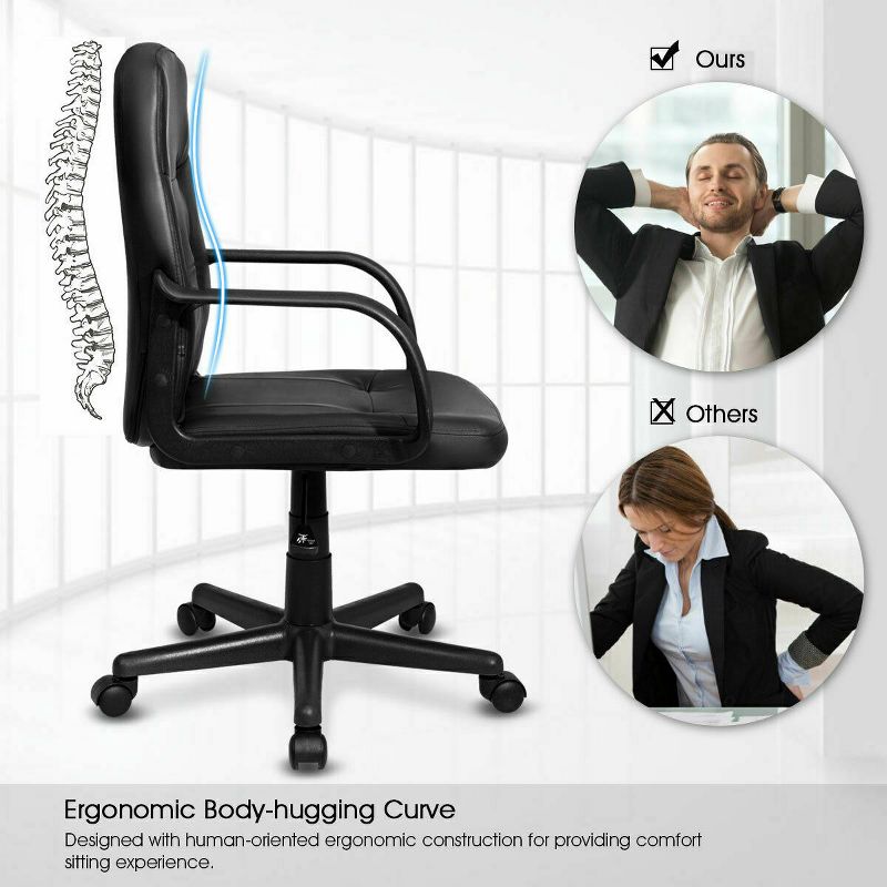 Costway Ergonomic Mid-Back Executive Office Swivel Computer Desk Chair New, 5 of 11