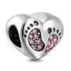 Baby Footprints Heart Charm European Bead CZ Sterling Silver Ginger Lyne Collection - 2 of 4