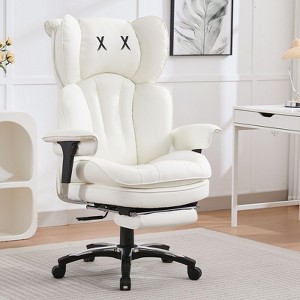 Efomao Big and Tall Office Chair with Footrest - High Back Computer Chair with Adjustable Armrests, Wide Seat Executive Desk Chair, White - 1 of 4