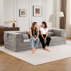 Whisen Modern Compression Loveseat, Convertible Floor Sofa Bed,DIY Boneless Modular Sectional Couch, No Assembly Required - 1 of 4