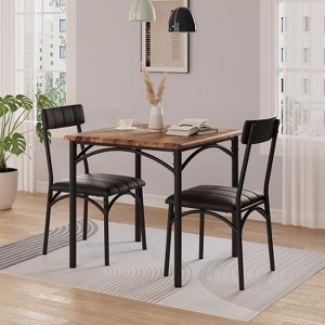 3-Piece Dining Table Set with Upholstered Chairs for Small Spaces – Modern Square Table and 2 Padded Chairs - 1 of 4