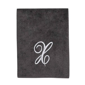 Avanti  Granite with Silver Script Monogram Bath Towel Letter   X - 1 of 3