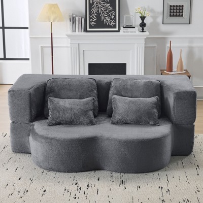 VASIP  Queen Size Foldable Sofa Bed, Plush Futon Sofa , Supportive High-Density Foam,  Convertible Sleeper Sofa,for Guest Room, Living Room