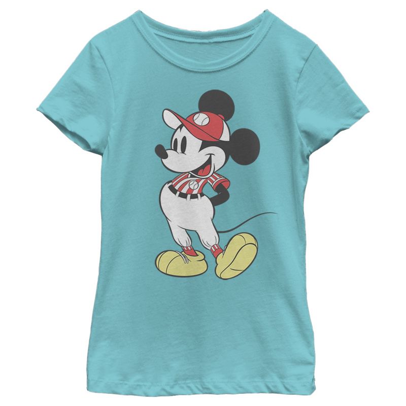 Girl's Disney Mickey Mouse Baseball Player T-Shirt, 1 of 5
