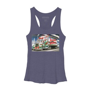 Women's Design By Humans Truck Driver Christmas Shirt Seasons Greetings By Galvanized Racerback Tank Top - 1 of 3