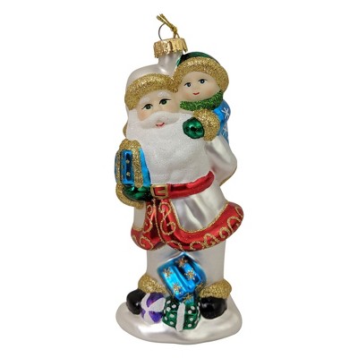 Christmas by Krebs 5.25" White and Gold Santa with Child Figurine Christmas Ornament