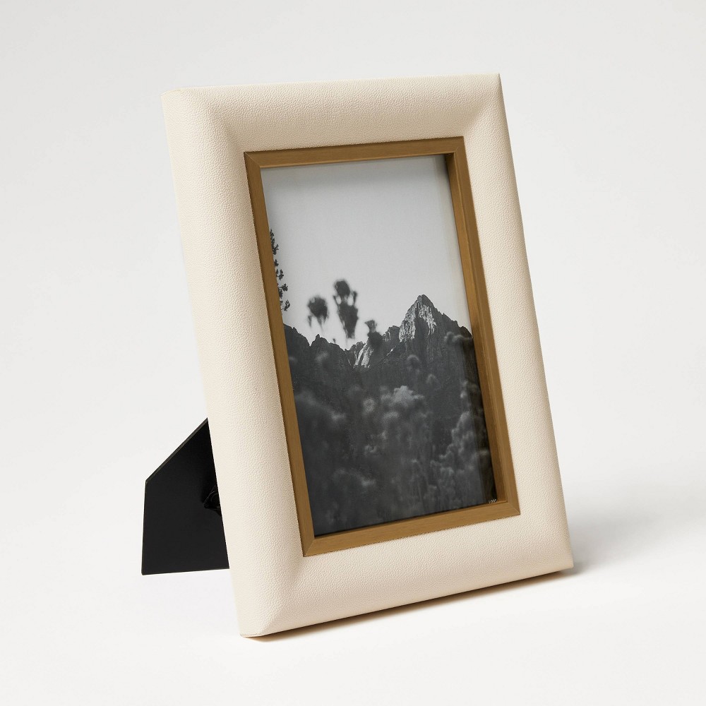 Photos - Photo Frame / Album 5"x7" Shagreen Wrapped Single Image Table Frame Cream - Threshold™ designe