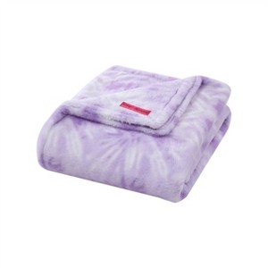 50"x60" Fireworks Tie Dye Reversible Throw Blanket Purple - Betseyville: Faux Fur, Machine Washable, OEKO-TEX Certified - 1 of 4