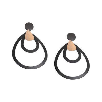 SOHI Women's Black Contrast Drop Earrings