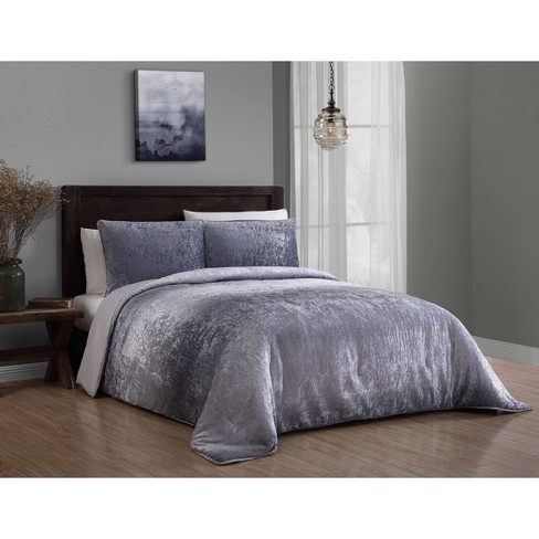 2pc Twin Bradshaw Ombre Velvet Comforter Set Gray - Geneva Home Fashion