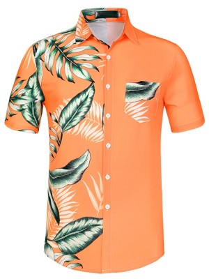 Men's Oversized Hawaiian Shirts Casual Button-Down Floral Plants Printed  Summer Beach Tropical Shirt