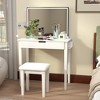 RISOKEYS Vanity Desk Set With Mirror For Makeup, Makeup Table With 1 Drawer Storage Cosmetics, Vanity Dressing Table For Bedroom With Stool,White - 2 of 4