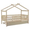 PAGED Twin Size House Shaped Bed Simple Modern Wooden Bed Frame with Headboard and Twin Size Trundle for Bedroom - 4 of 4