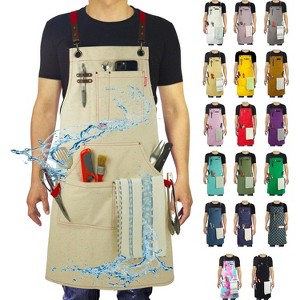 Heavy-Duty Multi-Pocket Canvas Apron - for Gardening, Painting, BBQ, Carpentry & More, Adjustable Sizes M to XXL for All Professions - 1 of 4
