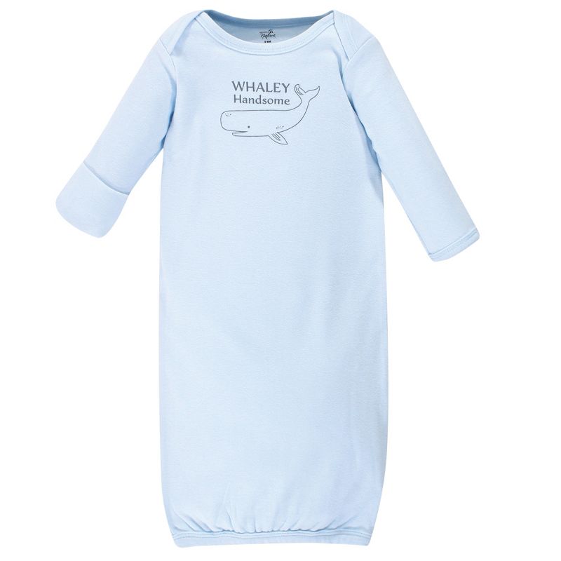 Touched by Nature Baby Boy Organic Cotton Long-Sleeve Gowns 3pk, Whale, 5 of 6