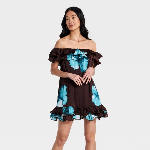 Женское платье A New Day Ruffle Mini, цвет: Коричневый