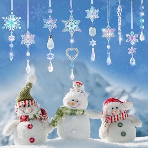 Angel Sar 21 Piece Crystal Snowflake Ornament Set, Shatterproof Acrylic Christmas Tree Decoration, Sparkling Hanging Ornaments for Home Festival Party - 1 of 4