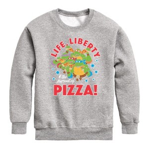 Boys' - Teenage Mutant Ninja Turtles - Life Liberty Pursuit Of Pizza Graphic Long Sleeve Fleece Sweatshirt - 1 of 3