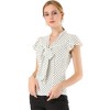 INSPIRE CHIC Women's Polka Dots Tie V Neck Flutter Cap Sleeve Blouse - 3 of 4