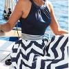 Women's High Neck Navy Tank Chevron Skirt Maxi Dress -Cupshe - 4 of 4