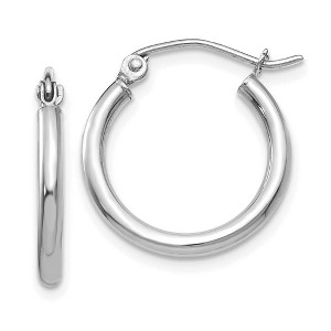 Black Bow Jewelry 2mm x 17mm 14k White Gold Classic Round Hoop Earrings - 1 of 4