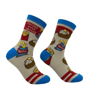 Crazy Dog T-Shirts Women's Taters Over Haters Socks Funny Sarcastic Potato Graphic Novelty Footwear - 1 of 4