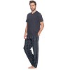 Ashford & Brooks Men's Woven Short Sleeve Jersey Top & Pajama Pants Set - 2 of 4