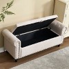 Vynxaria Upholstered Storage Ottoman Bench - 55.12" Camel Button Tufted with Rivet Accents - 4 of 4
