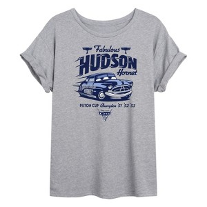 Women's - Disney - Fabulous Hudson Hornet Piston Cup Champion Oversized Graphic T-Shirt - 1 of 4