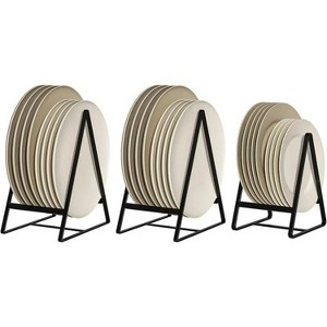 LunaLulinlk 3 Pack Triangle Plate Holders Organizers Upright Cabinet Dish Drying Racks Metal Plate Dish Organizers Racks Stands,2 Large and 1 Small - 1 of 4