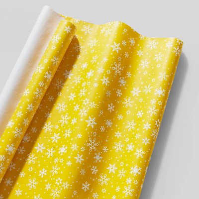 Snowflakes Gift Wrap White/Yellow - Wondershop™