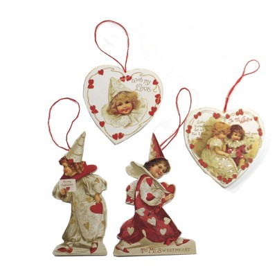 Valentine's Day 4.0" Little Sweatheart Bummy Boards Set/ 4 Ornaments Bethany Lowe Designs, Inc.  -  Tree Ornaments