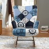 Beautyolove Blue Fabric Upholstered Rocking Chair Nursery Rocker Glider Wingback Armchair with Solid Wood Legs - 3 of 4