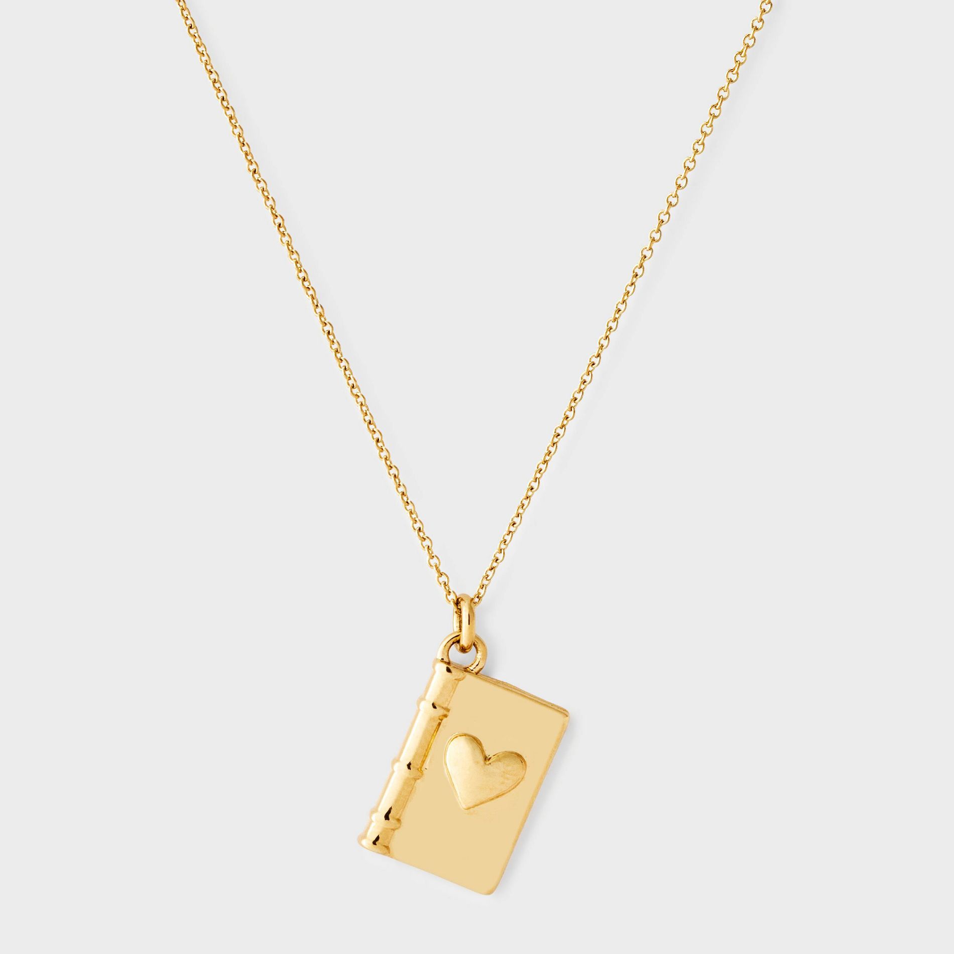 Tiny Tags 14K Gold Ion Plated Book Pendant Necklace - Reese's Book Club - Gold